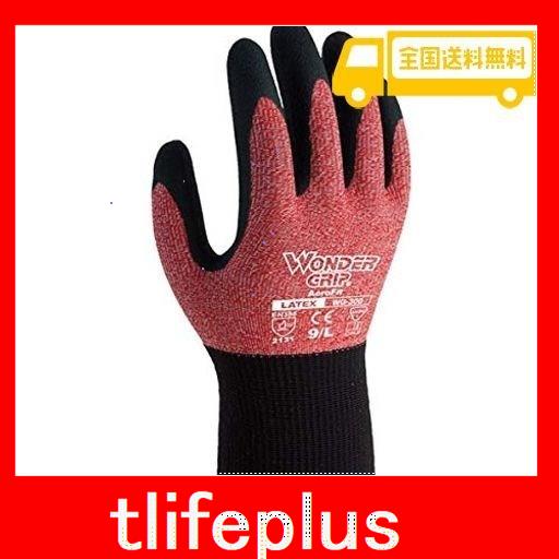 ユニワールド 天然ゴムコーティング手袋 wg300-3p ワンダーグリップ エアロフィット 3双組 レッド m