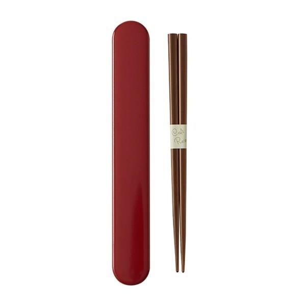 竹中 箸 箸箱セット オーバル レッド 18.0cm T-96515