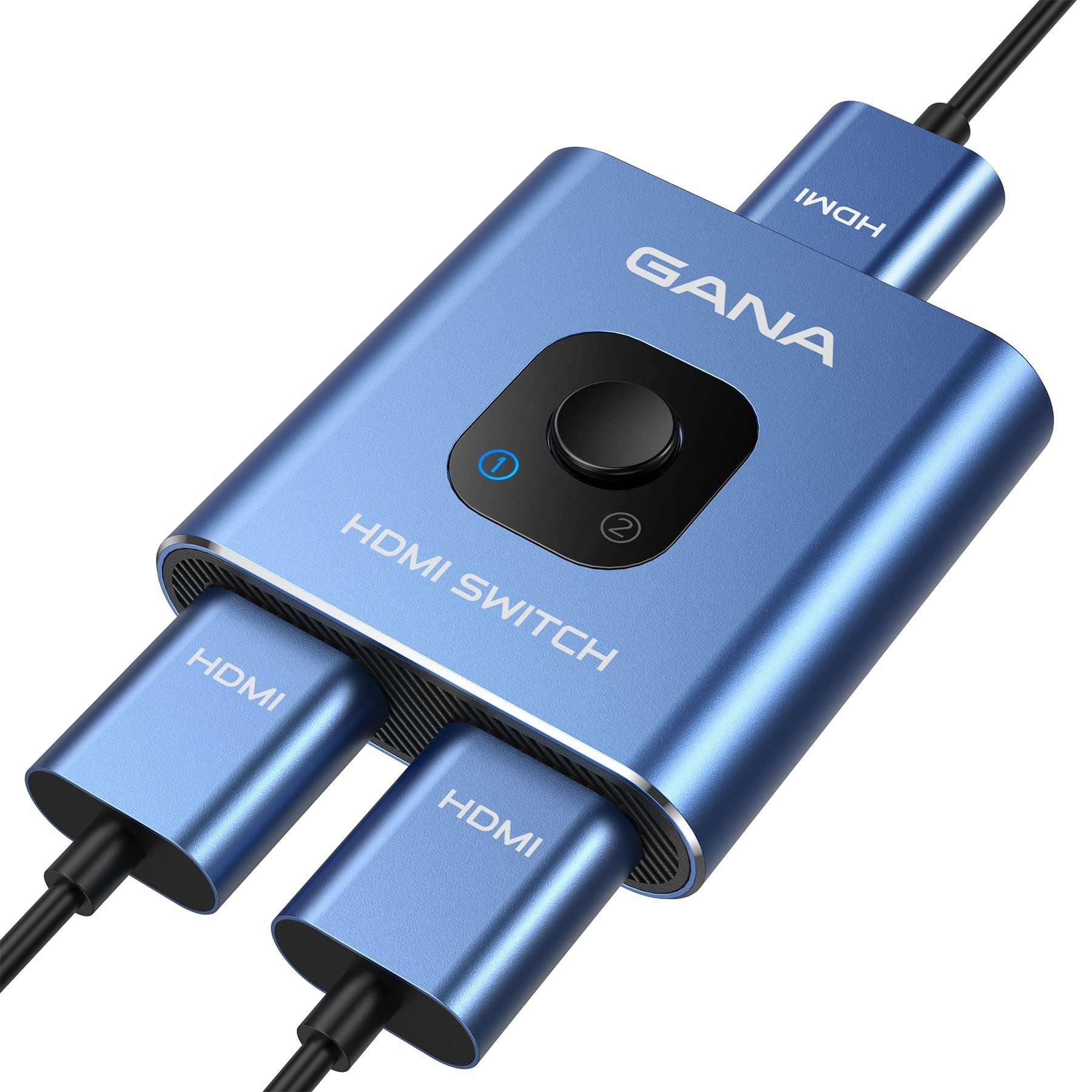 この商品について？？【HDMI切替器】：GANAのHDMI切替器、三つのhdmi端子があり、本分配器は２入力→１出力、１入力→２出力、機器を双方向に入出力できます。ご注意：2台のモニターあるいはディス