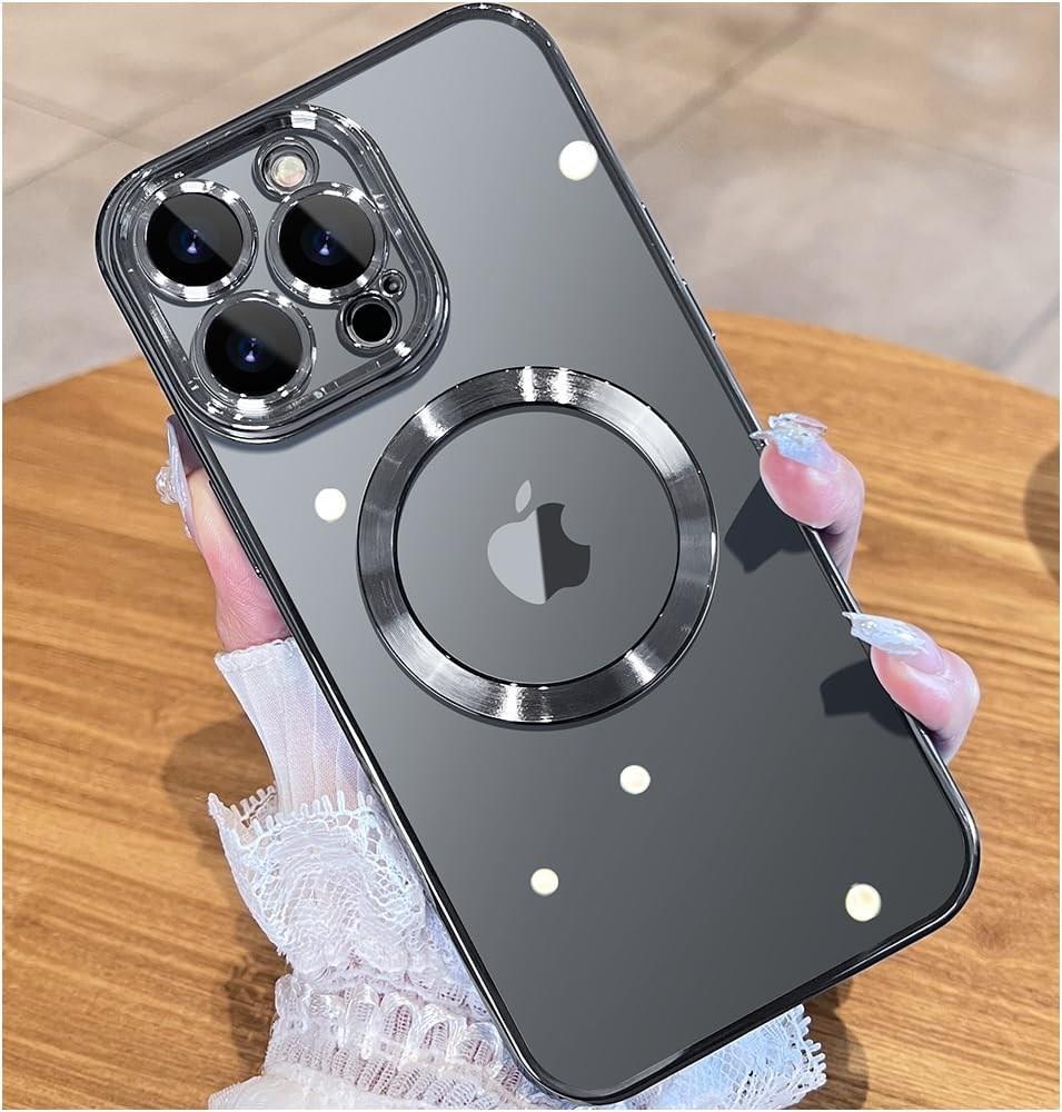 この商品について【欧美で大流行！！一体型レンズ保護ケース】対応機種：i Phone 15pro 用（三眼レフ・6.1inch）；革新星雲シリーズはレンズ保護+磁気Mag Safe機能+めっき外観+金属