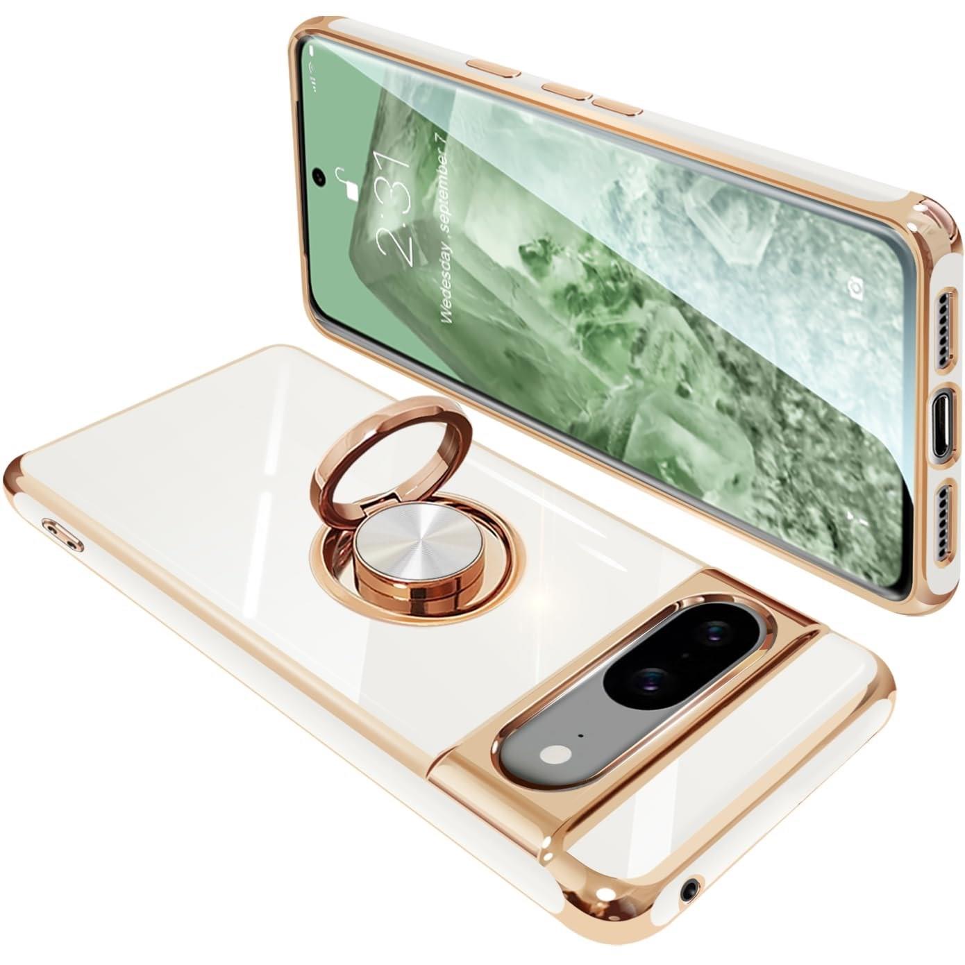 この商品について【高品質のTPU素材】Google Pixel8 ケース リング スマートフォン専用保護カバー 。高弾性TPU素材を採用、日常生活での消耗に耐えしっかり保護できるので、四角を強化するこ