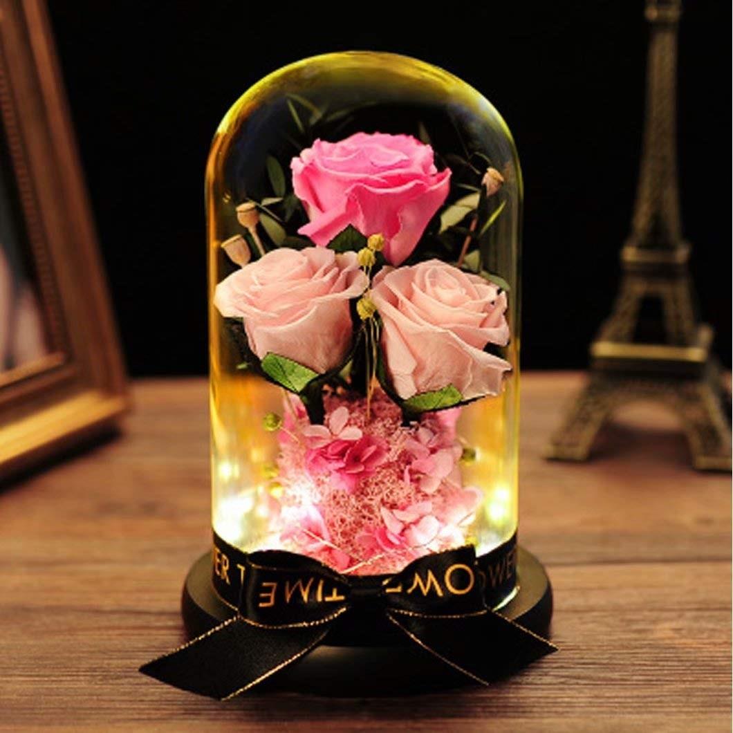 この商品について？？本体のサイズ：直径約14.5cm×高さ23.5cm 花のスタイル：バラの生花(薔薇の世界的産地の南米エクアドル産の薔薇を使う)＆飾りの生花 ガラス材質：丈夫で透明度の高い高ホウケイ