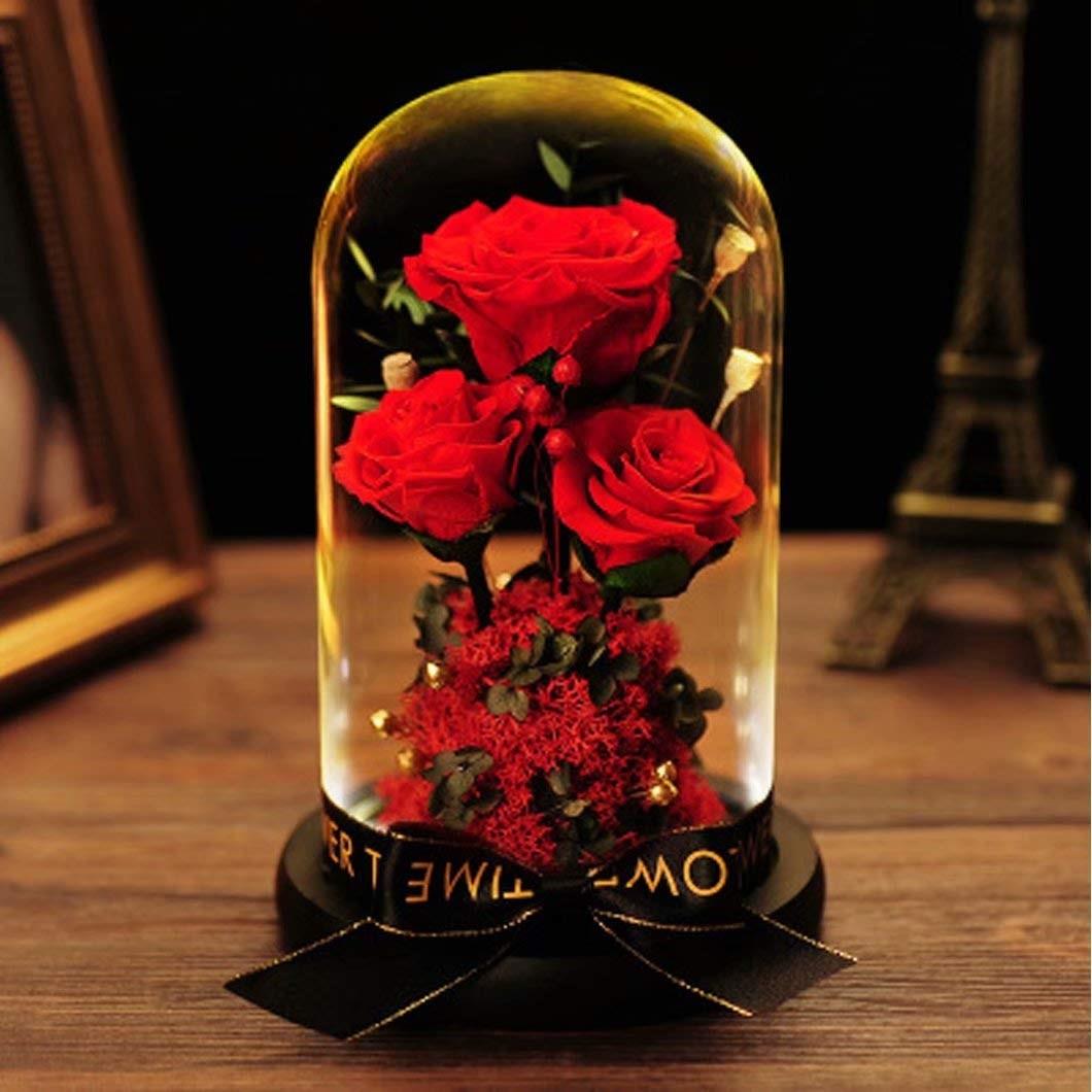 この商品について？？本体のサイズ：直径約14.5cm×高さ23.5cm 花のスタイル：バラの生花(薔薇の世界的産地の南米エクアドル産の薔薇を使う)＆飾りの生花 ガラス材質：丈夫で透明度の高い高ホウケイ