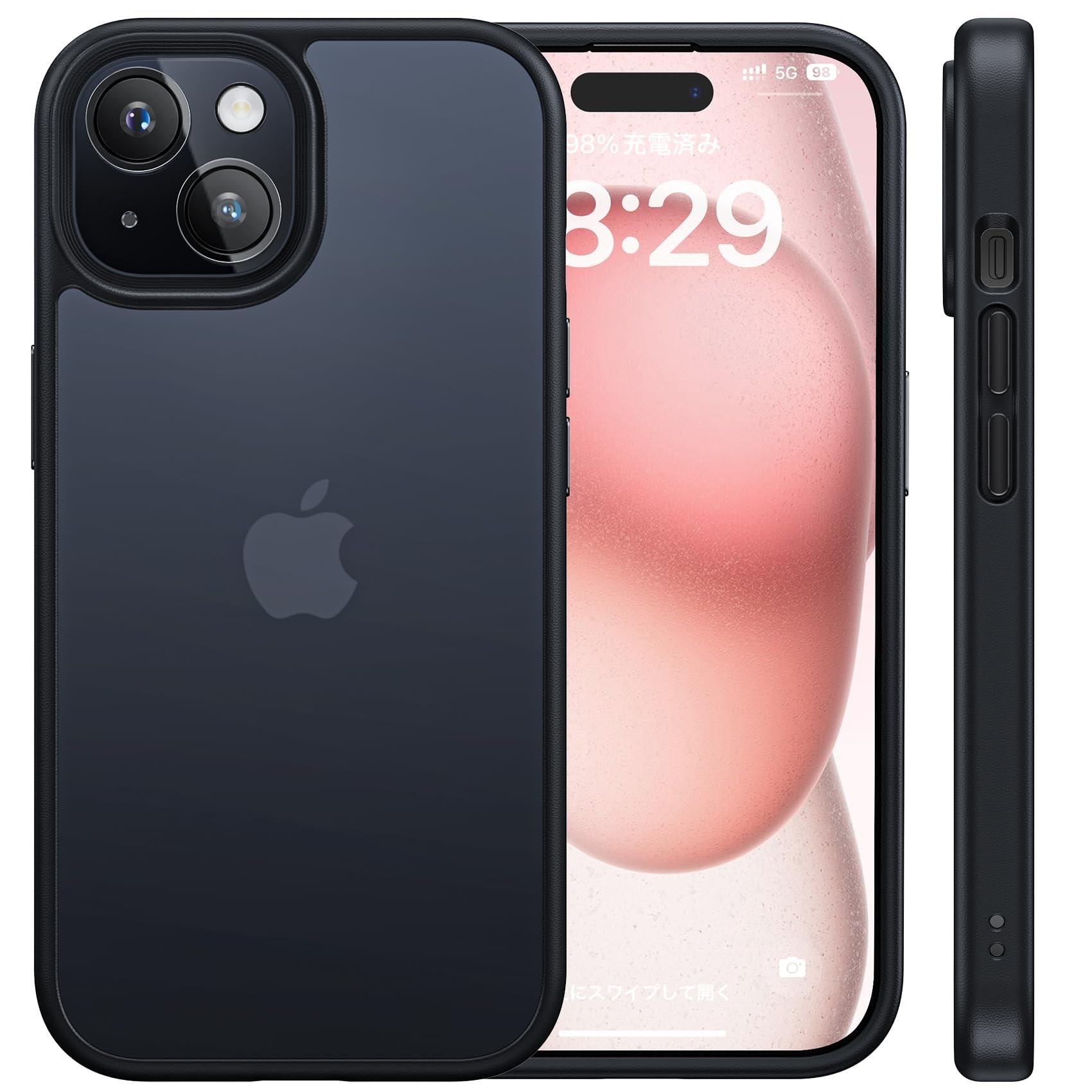 この商品について【対応機種】i Phone 15 専用（6.1インチ・2眼レフ）【半透明・マットな仕上げ】背面のポリカーボネートは、耐久性や耐摩耗性に優れ、マットな質感でサラサラしており触り心地抜群で